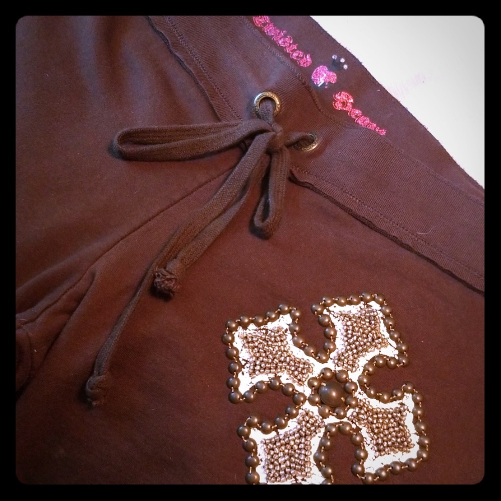 Brown beaded Cross Pattee Sweats joggers
